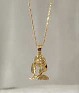 Dainty Rose Charmed Necklace 24k Gold Plated