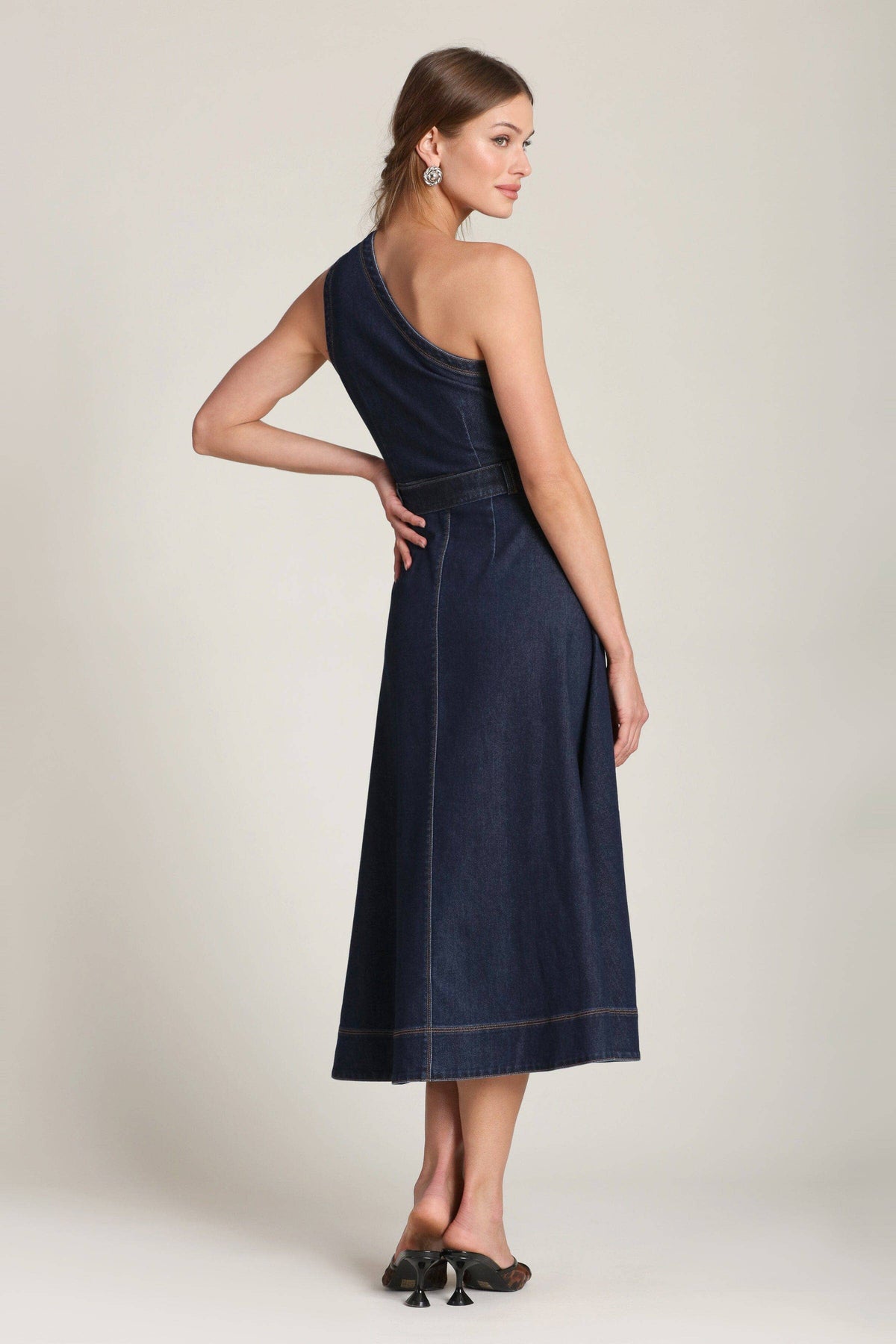 One Shoulder Denim Dress