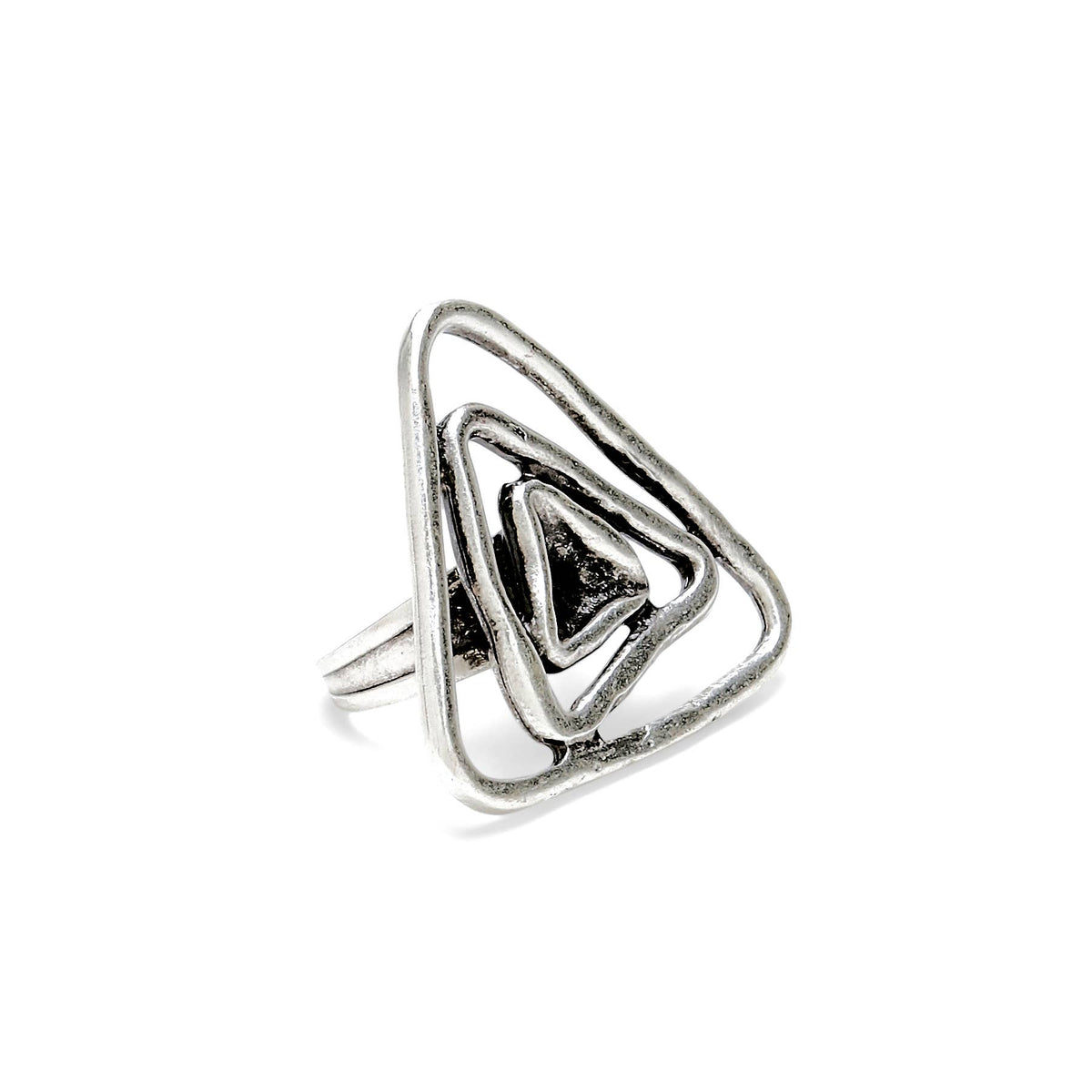 Handmade Triangle Spiral Pewter Rings