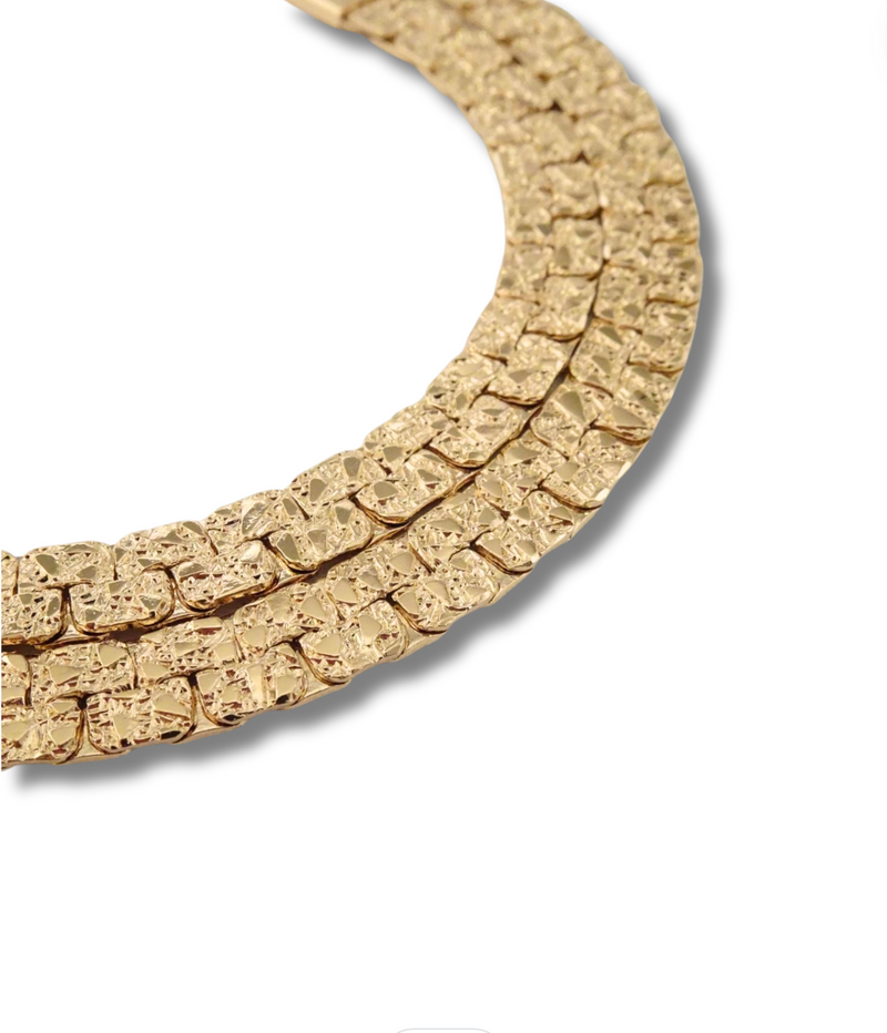 24k Gold Plated Nugget Textured Necklace