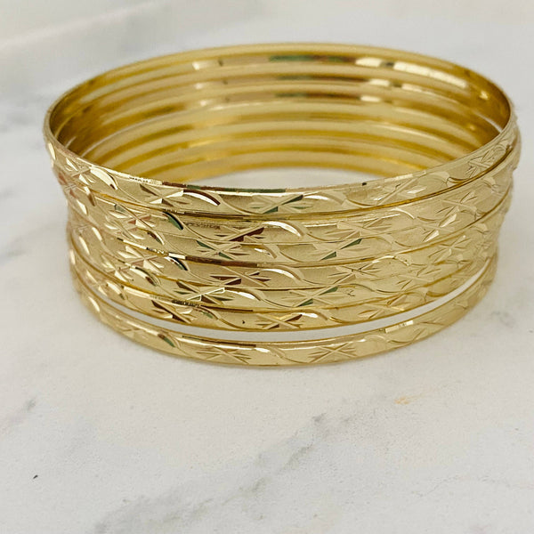 Etched Gold Filled Bangles Set of 2