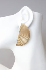 Geometric Half Moon Brass Earrings