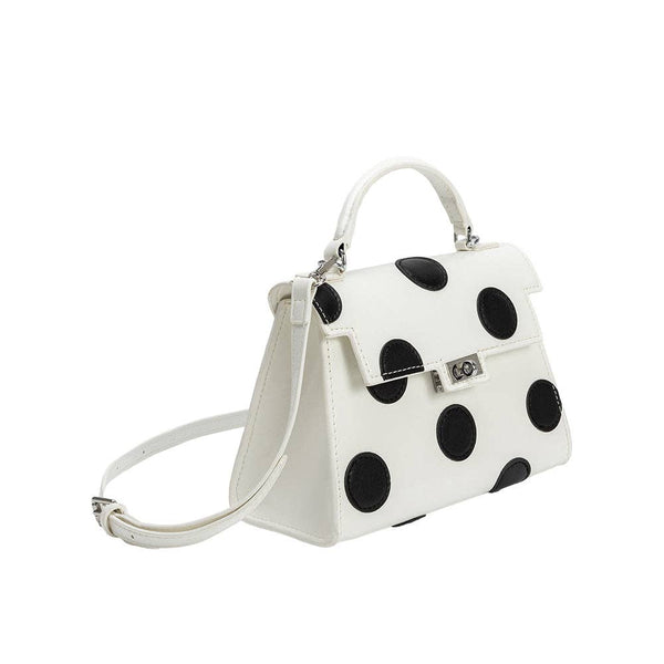 White Polka Dot Top Handle Bag