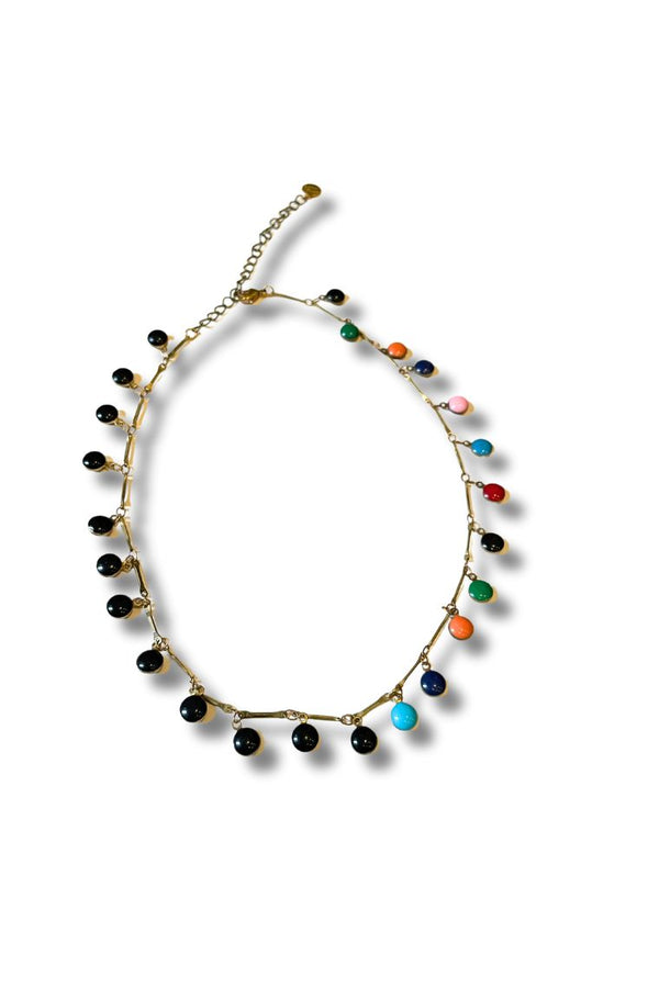 Black and Multi Color Drop Necklace