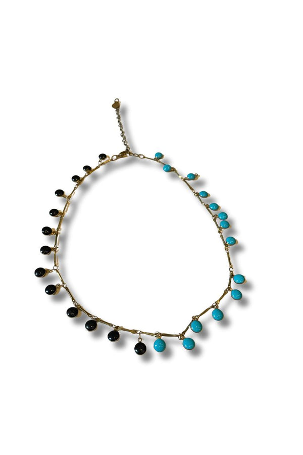 Black and Blue Drop Stone Necklace