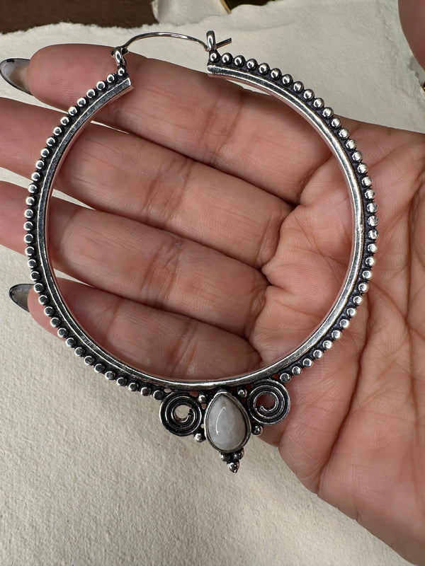 Sulita Silver Moonstone Hoops