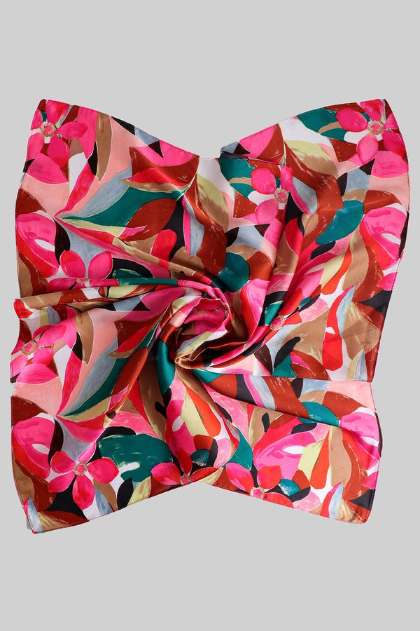 Silky Flower Multi Color Square Scarf