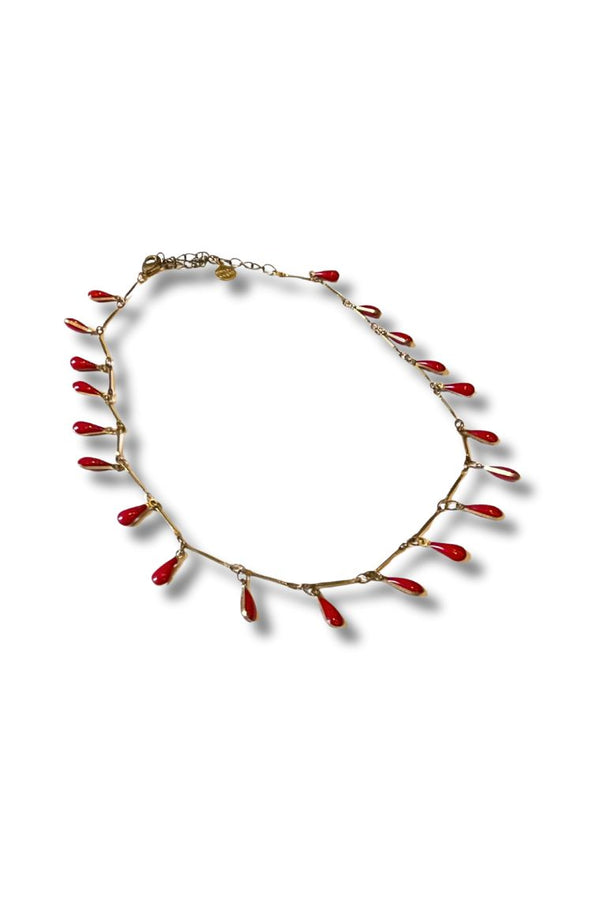 Red Hot Chili Pepper Drop Stone Necklace