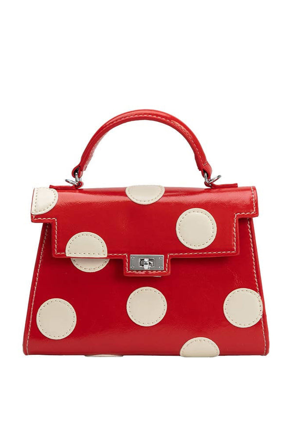 Red Vegan Polka Dot Top Handle Bag