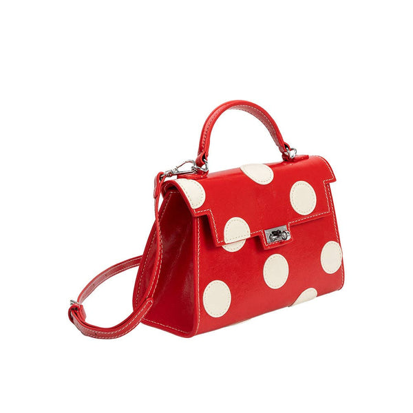 Red Vegan Polka Dot Top Handle Bag