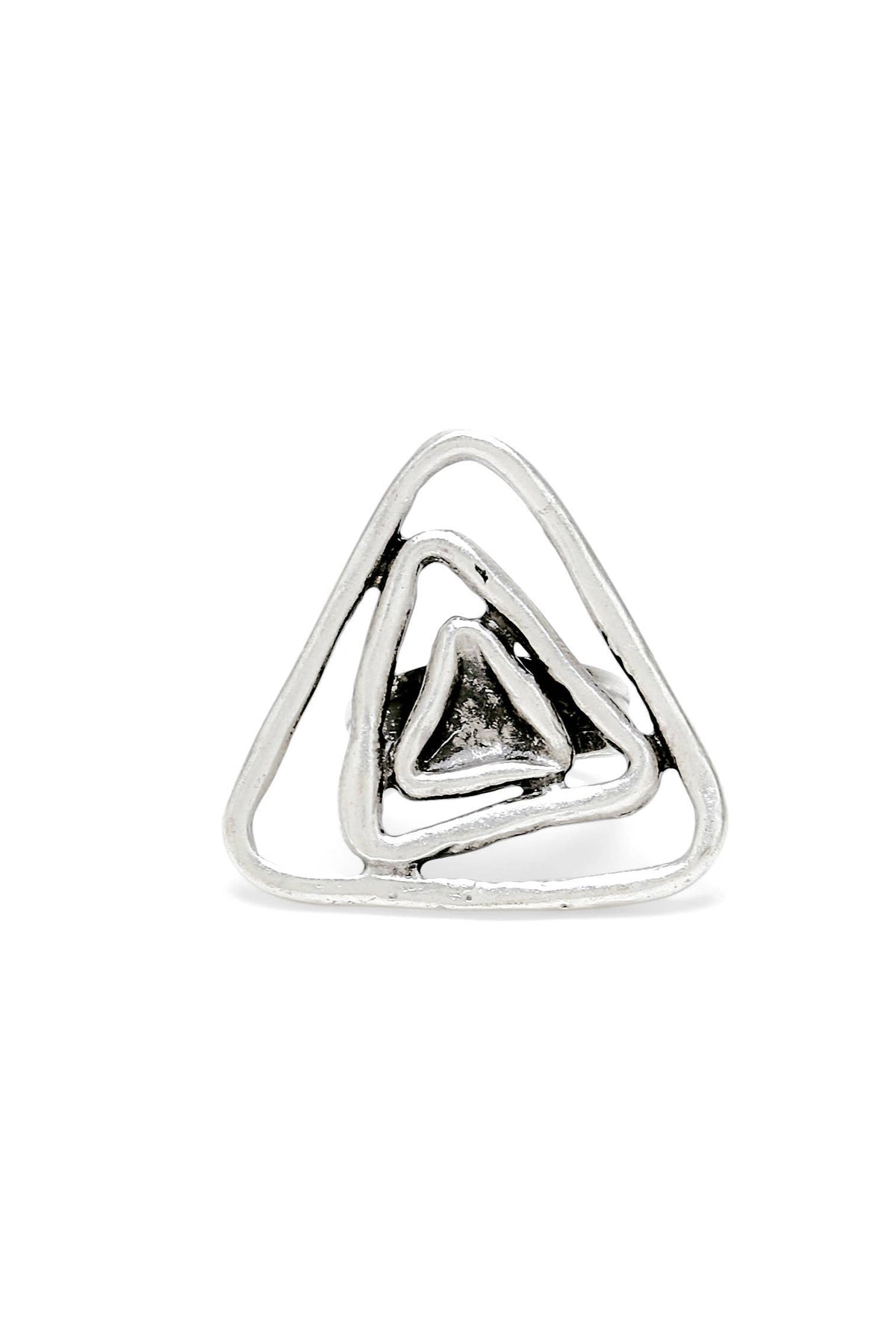 Handmade Triangle Spiral Pewter Rings