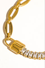 Rhinestone + Lock Chain Bracelet