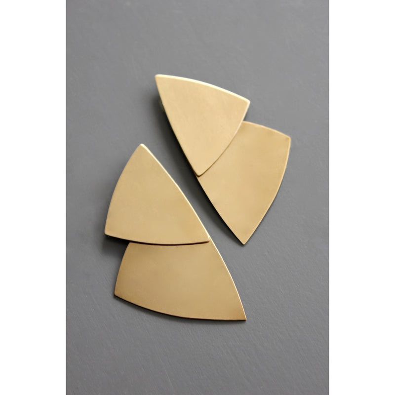 Geometric Double Triangle Brass Earrings