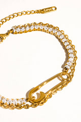 Elevated Rhinestone + Safety Pin Bracelet