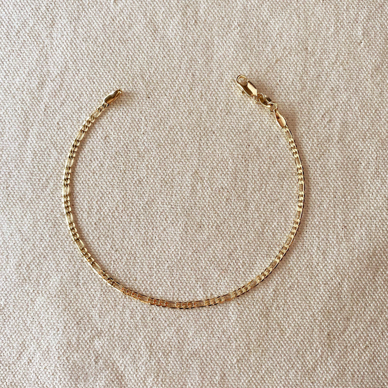 18k Gold Filled Thin Figaro Chain Anklet