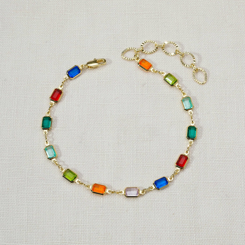 18k Gold Filled Multicolor Anklet