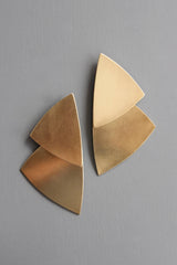 Geometric Double Triangle Brass Earrings