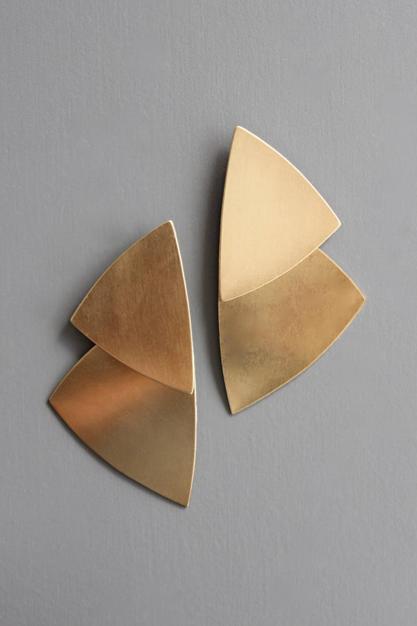 Geometric Double Triangle Brass Earrings