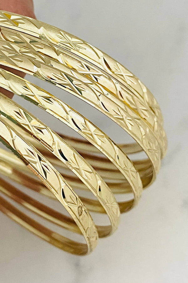 Etched Gold Filled Bangles Set of 2