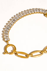 Rhinestone + Lock Chain Bracelet