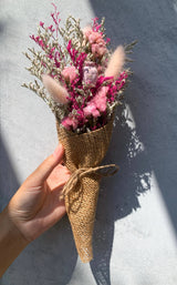 Vibrant Dried Flowers Burlap Bouquet