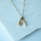 Hand + Pearl Charm Necklace