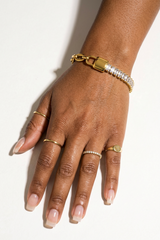 Rhinestone + Lock Chain Bracelet