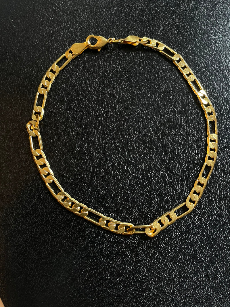 Brass Figaro Link Anklet