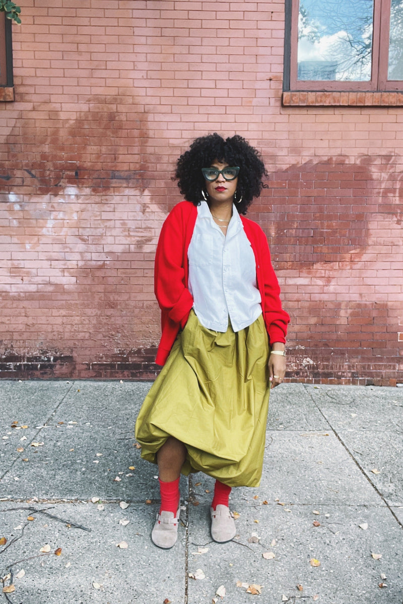 Army Green Balloon Skirt