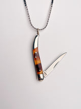 Vintage Tortoise Inlay Knife Necklace