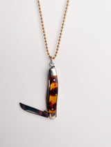 Vintage Tortoise Inlay Knife Necklace