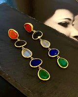 Multicolored Gem Studded Earrings