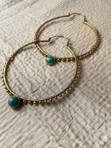 Turquoise Stone Drop hoops