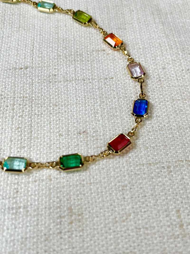18k Gold Filled Multicolor Anklet
