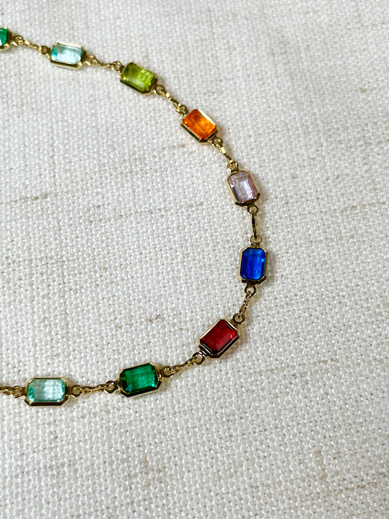 18k Gold Filled Multicolor Anklet