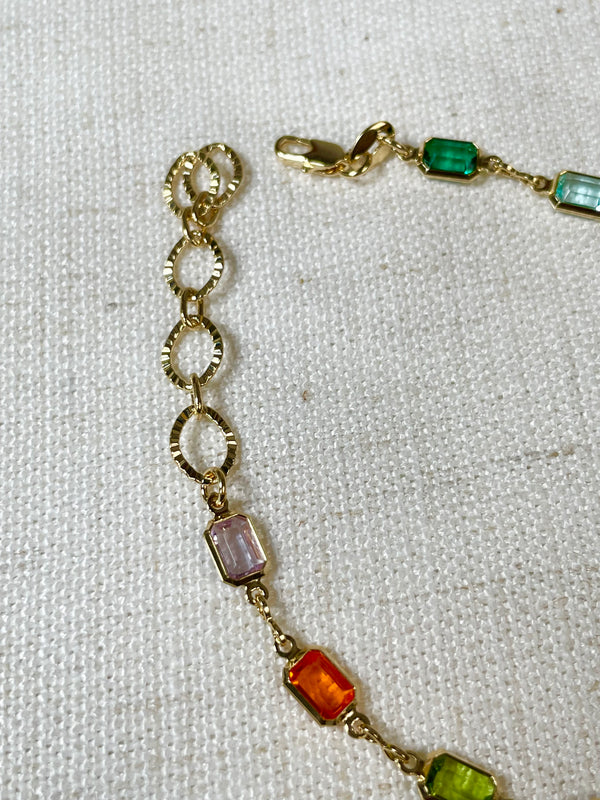 18k Gold Filled Multicolor Anklet