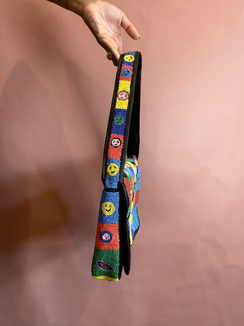 Abstract Multi Color Beaded Handbag