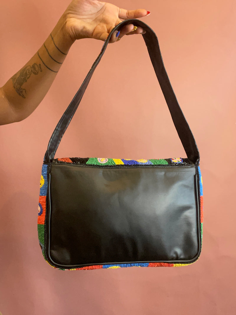 Abstract Multi Color Beaded Handbag