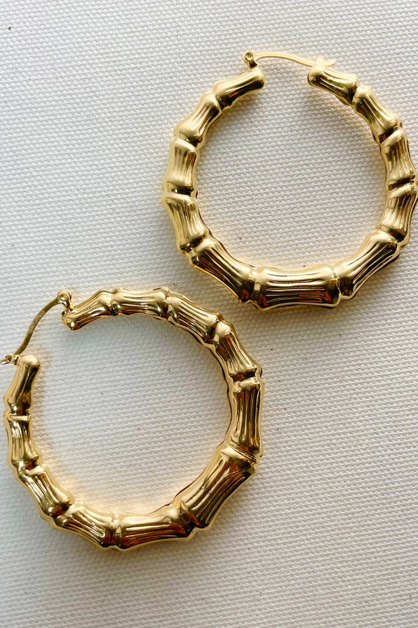 Gold Filled Bamboo Hoops