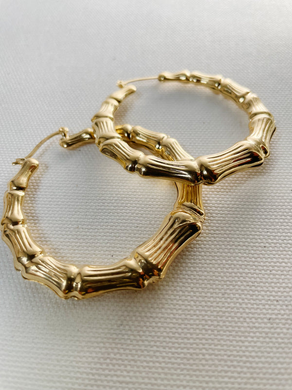 Gold Filled Bamboo Hoops