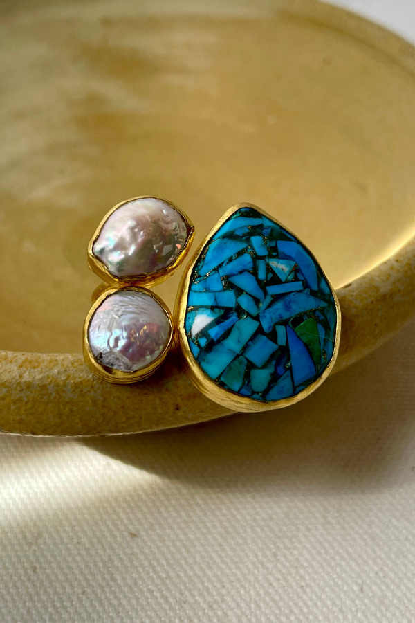 Turquoise + Mother of Pearl Ring