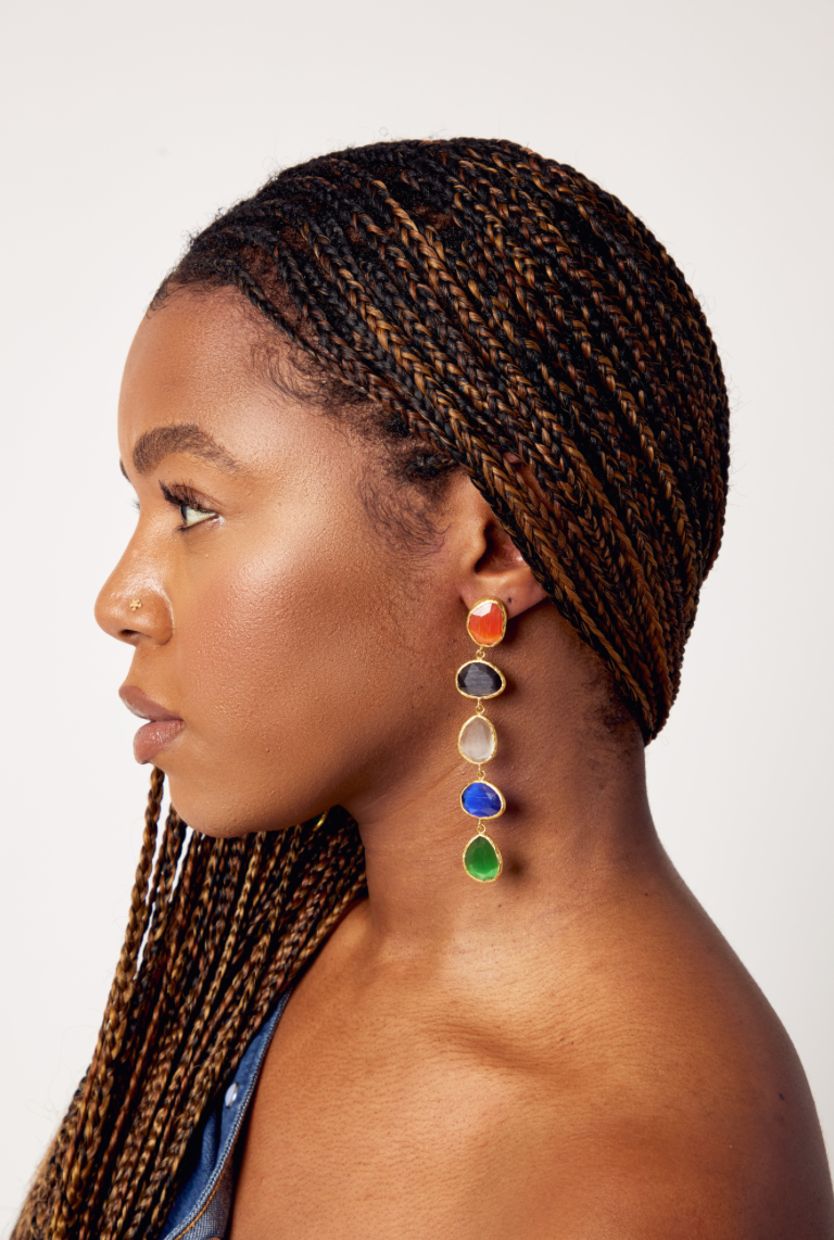Multicolored Gem Studded Earrings