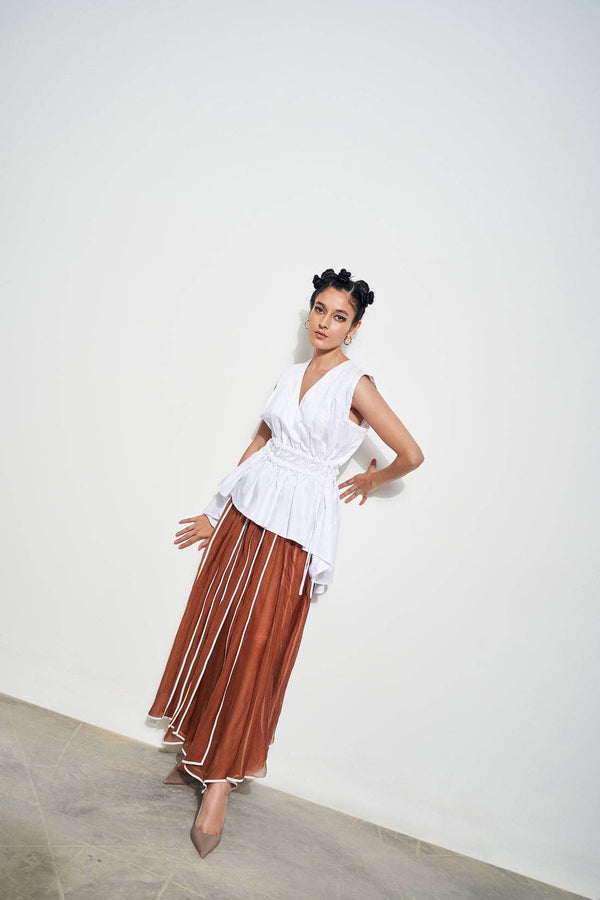 Paneled Silk Skirt