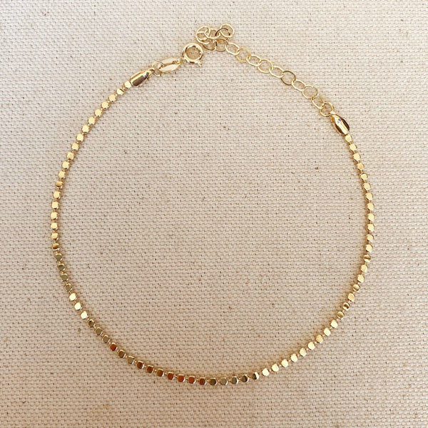 Flat Ball Chain 18k Gold Filled Anklet