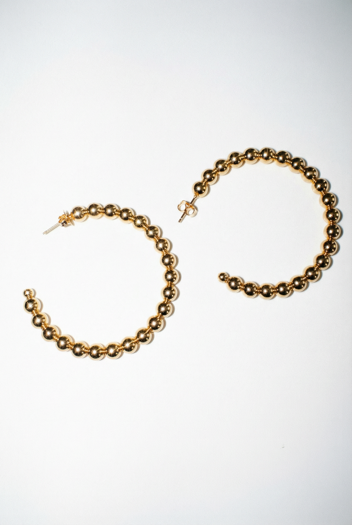 Gold Beaded Open Hoops