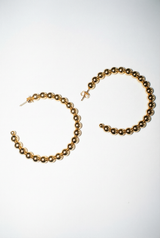 Gold Beaded Open Hoops