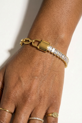 Rhinestone + Lock Chain Bracelet