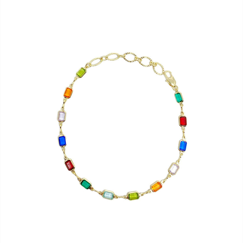 18k Gold Filled Multicolor Anklet