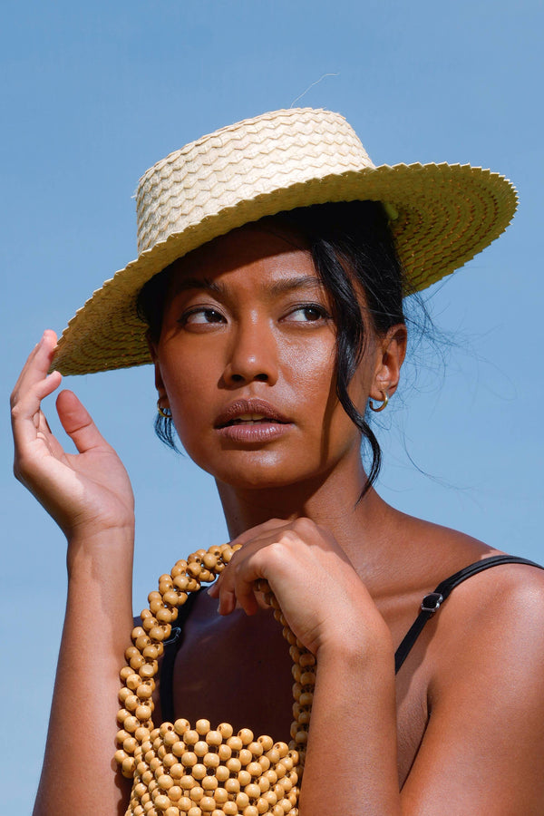 Celeste Woven Boater Straw Hat