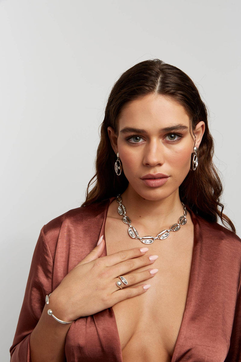Handmade Oval Crystal Cluster Necklace